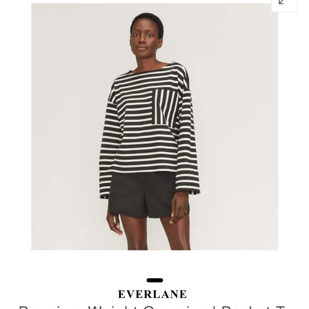 Everlane Women's Black and White Striped Top premium weight
